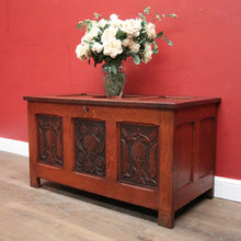 Load image into Gallery viewer, x SOLD Antique French Oak Blanket Box, Toy or Storage Chest / Trunk. Original Lock - a Key. B12371