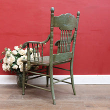 Load image into Gallery viewer, Antique English Painted Hall Chair in Sage Green and Duck Egg Blue. B13077