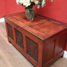 Load image into Gallery viewer, x SOLD Antique French Oak Blanket Box, Toy or Storage Chest / Trunk. Original Lock - a Key. B12371