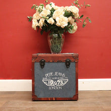 Load image into Gallery viewer, A Leather bound Denim Storage Box or Toy / Shoe Box by Pepe Jeans Est 1973 London. B12370
