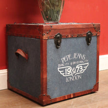 Load image into Gallery viewer, A Leather bound Denim Storage Box or Toy / Shoe Box by Pepe Jeans Est 1973 London. B12370