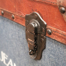 Load image into Gallery viewer, A Leather bound Denim Storage Box or Toy / Shoe Box by Pepe Jeans Est 1973 London. B12370