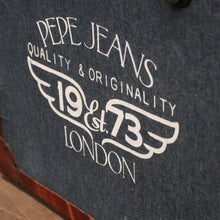 Load image into Gallery viewer, A Leather bound Denim Storage Box or Toy / Shoe Box by Pepe Jeans Est 1973 London. B12370