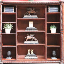 Load image into Gallery viewer, Antique William IV English Mahogany Open Library Bookcase with Spiral Columns. B13060