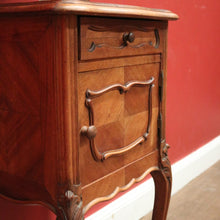 Load image into Gallery viewer, x SOLD Antique French Walnut Bedside Cabinet or Lamp Side Table, Marble Lined. B12350