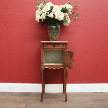 Load image into Gallery viewer, x SOLD Antique French Walnut Bedside Cabinet or Lamp Side Table, Marble Lined. B12350