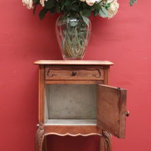 Load image into Gallery viewer, x SOLD Antique French Walnut Bedside Cabinet or Lamp Side Table, Marble Lined. B12350