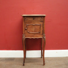 Load image into Gallery viewer, x SOLD Antique French Walnut Bedside Cabinet or Lamp Side Table, Marble Lined. B12350