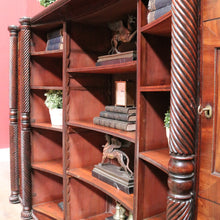 Load image into Gallery viewer, Antique William IV English Mahogany Open Library Bookcase with Spiral Columns. B13060