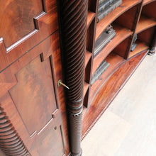 Load image into Gallery viewer, Antique William IV English Mahogany Open Library Bookcase with Spiral Columns. B13060