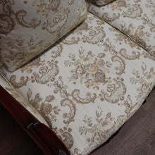 Load image into Gallery viewer, Grand Antique Victorian-Style Walnut Sofa with Cream Floral Upholstery and Cushions. B12695