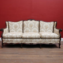 Load image into Gallery viewer, Grand Antique Victorian-Style Walnut Sofa with Cream Floral Upholstery and Cushions. B12695