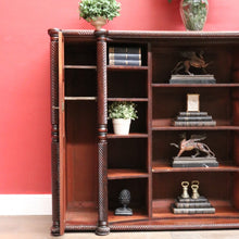 Load image into Gallery viewer, Antique William IV English Mahogany Open Library Bookcase with Spiral Columns. B13060
