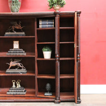 Load image into Gallery viewer, Antique William IV English Mahogany Open Library Bookcase with Spiral Columns. B13060