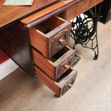 Load image into Gallery viewer, X SOLD Antique Singler Treadle Sewing Machine with Cast Iron Base and Six Drawers. B12365