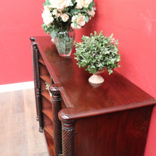 Load image into Gallery viewer, Antique William IV English Mahogany Open Library Bookcase with Spiral Columns. B13060