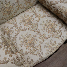 Load image into Gallery viewer, Grand Antique Victorian-Style Walnut Sofa with Cream Floral Upholstery and Cushions. B12695