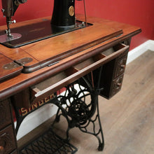 Load image into Gallery viewer, X SOLD Antique Singler Treadle Sewing Machine with Cast Iron Base and Six Drawers. B12365