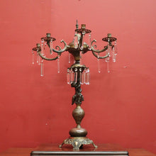 Load image into Gallery viewer, x SOLD Antique French Brass and Copper Six-Branch Candelabra, Glass Lustre Drops. B12369