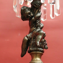 Load image into Gallery viewer, x SOLD Antique French Brass and Copper Six-Branch Candelabra, Glass Lustre Drops. B12369