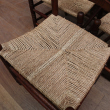 Load image into Gallery viewer, Set of Six Antique French Ladder Back Dining Chairs with Rush Seats. B12692