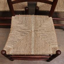Load image into Gallery viewer, Set of Six Antique French Ladder Back Dining Chairs with Rush Seats. B12692