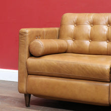 Load image into Gallery viewer, Vintage Tan Leather Three Seater Button Tufted Electric Recliner Lounge. B13084