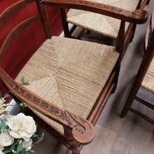Load image into Gallery viewer, Set of Six Antique French Ladder Back Dining Chairs with Rush Seats. B12692