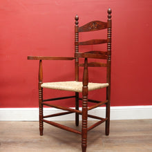 Load image into Gallery viewer, Set of Six Antique French Ladder Back Dining Chairs with Rush Seats. B12692