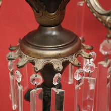 Load image into Gallery viewer, x SOLD Antique French Brass and Copper Six-Branch Candelabra, Glass Lustre Drops. B12369