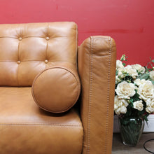 Load image into Gallery viewer, Vintage Tan Leather Three Seater Button Tufted Electric Recliner Lounge. B13084
