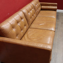 Load image into Gallery viewer, Vintage Tan Leather Three Seater Button Tufted Electric Recliner Lounge. B13084
