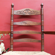 Load image into Gallery viewer, Pair of Antique French Carver Chairs with Rush Seats and Carved Ladder Backs. B12693
