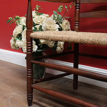 Load image into Gallery viewer, Pair of Antique French Carver Chairs with Rush Seats and Carved Ladder Backs. B12693