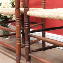 Load image into Gallery viewer, Pair of Antique French Carver Chairs with Rush Seats and Carved Ladder Backs. B12693