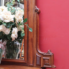 Load image into Gallery viewer, Antique French Walnut Overmantel Mirror with Carved Detail and Central Crest. B12698