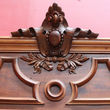 Load image into Gallery viewer, Antique French Walnut Overmantel Mirror with Carved Detail and Central Crest. B12698