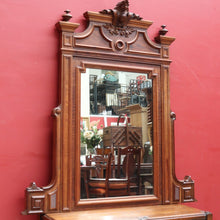 Load image into Gallery viewer, Antique French Walnut Overmantel Mirror with Carved Detail and Central Crest. B12698