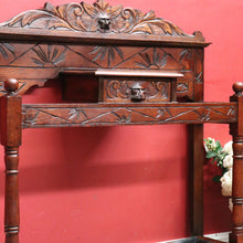 Load image into Gallery viewer, Antique English Oak Gothic Revival Umbrella Stand with Green Man Carved Pediment. B13083