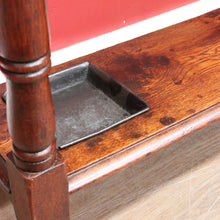 Load image into Gallery viewer, Antique English Oak Gothic Revival Umbrella Stand with Green Man Carved Pediment. B13083