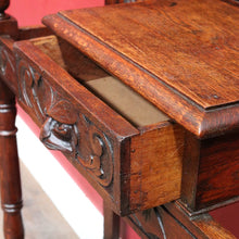 Load image into Gallery viewer, Antique English Oak Gothic Revival Umbrella Stand with Green Man Carved Pediment. B13083
