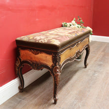 Load image into Gallery viewer, Antique French Louis XV Style Vernis Martin Piano Stool with Tapestry Seat and Lift Top Storage. B13059