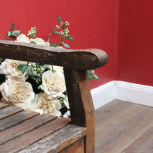 Load image into Gallery viewer, Vintage Hardwood Garden Bench Seat with Arms and Weathered Country Patina. B13067