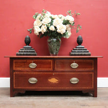 Load image into Gallery viewer, x SOLD Antique English Mahogany Low Chest of Drawers or Three Drawer Cabinet. B12378