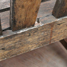Load image into Gallery viewer, Vintage Hardwood Garden Bench Seat with Arms and Weathered Country Patina. B13067