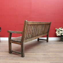 Load image into Gallery viewer, Vintage Hardwood Garden Bench Seat with Arms and Weathered Country Patina. B13067