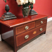 Load image into Gallery viewer, x SOLD Antique English Mahogany Low Chest of Drawers or Three Drawer Cabinet. B12378