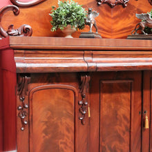 Load image into Gallery viewer, Antique English Mahogany and Flame Mahogany Inverted Breakfront Sideboard with Cellaret. B13081