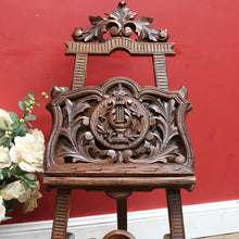 Load image into Gallery viewer, French Walnut Easel-Form Canterbury with Lyre Motif and Carved Details. B11319