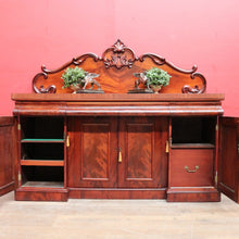 Load image into Gallery viewer, Antique English Mahogany and Flame Mahogany Inverted Breakfront Sideboard with Cellaret. B13081